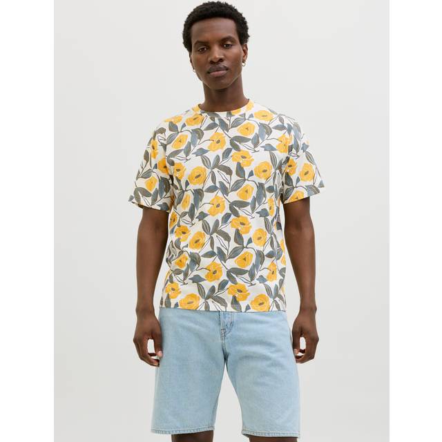Jack & Jones - T-shirt jorAlmeria Aop Tee SS Crew Neck - Vit