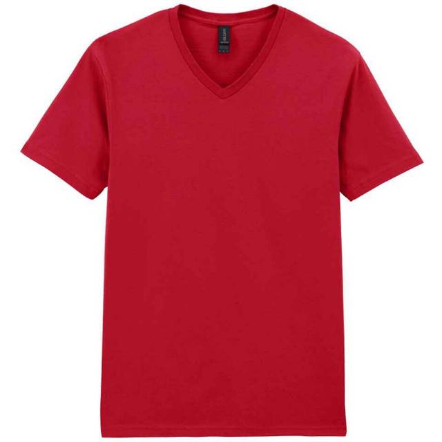 (L, Cherry Red) Gildan Mens Softstyle V Neck T-Shirt