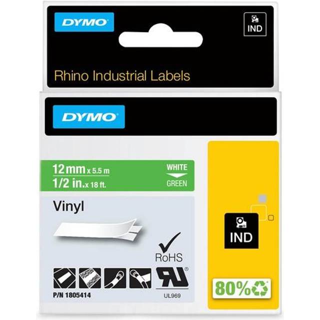 Dymo 1805414 12mm White on Green
