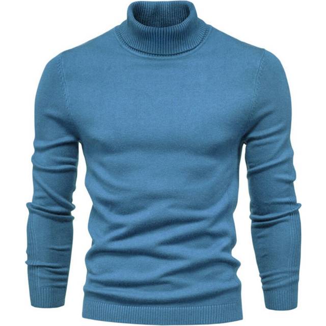 (blue, M) Men's Turtleneck Jumpers Ribbed High Roll Neck Sweater Business Casual Slim Fit Winter Warm Pullover Sweater