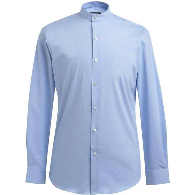 (18in, Sky Blue) Brook Taverner Mens Volterra Grandad Collar Formal Shirt