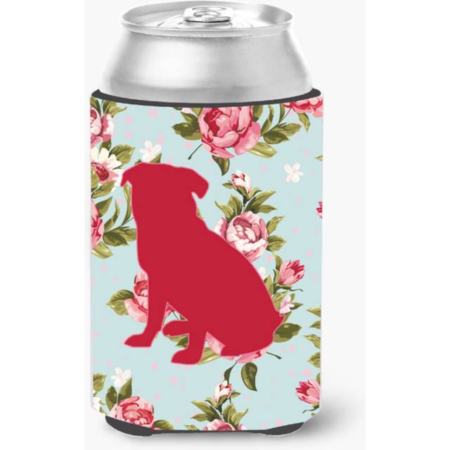 Pug Shabby Chic Blue Roses Can or Bottle Beverage Insulator Hugger BB1084