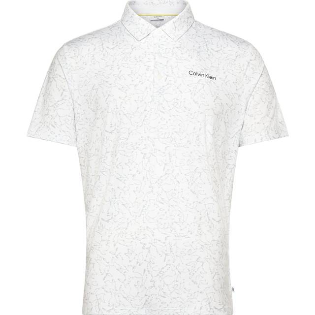 Calvin Klein Abstract Watercolour Printed Polo Shirt - White White / M