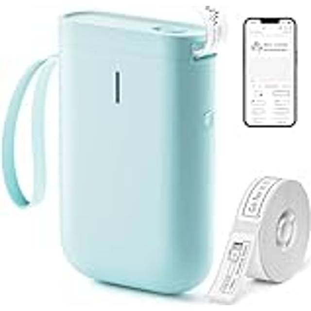 D11 Label Maker Machine Thermal Sticker Printer with 1 Roll White Starter Label Paper, Wireless Bluetooth Label Printer for IOS and Android,Easy to