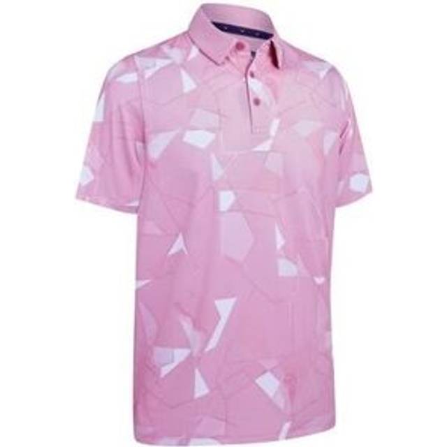 (XL, Strawberry Pink) Callaway Golf Mens 2025 Kick Flip Print Moisture Wicking Golf Polo Shirt