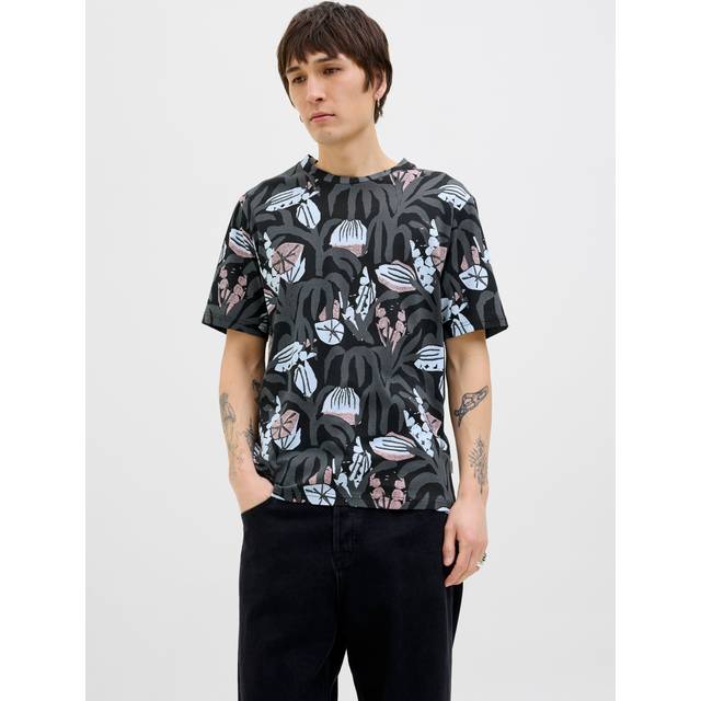 Jack & Jones - T-shirt jorAlmeria Aop Tee SS Crew Neck - Svart