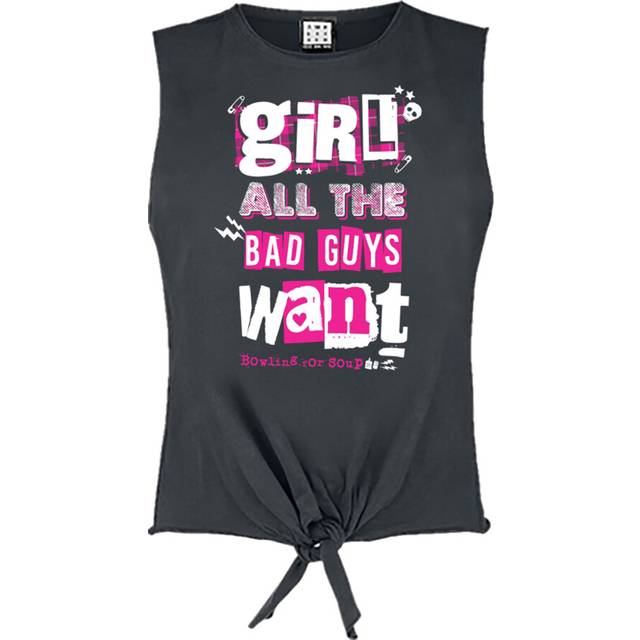 (M, Charcoal) Amplified Womens/Ladies Girl All The Bad Guys Want Bowling For Soup Sleeveless Tank Top