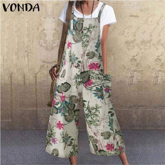 (#5 Pattern 1-Ethnic Dungarees, 5XL) Womens Overalls Dungarees Summer Loose Trousers Ladies Baggy Jumpsuit Playsuit