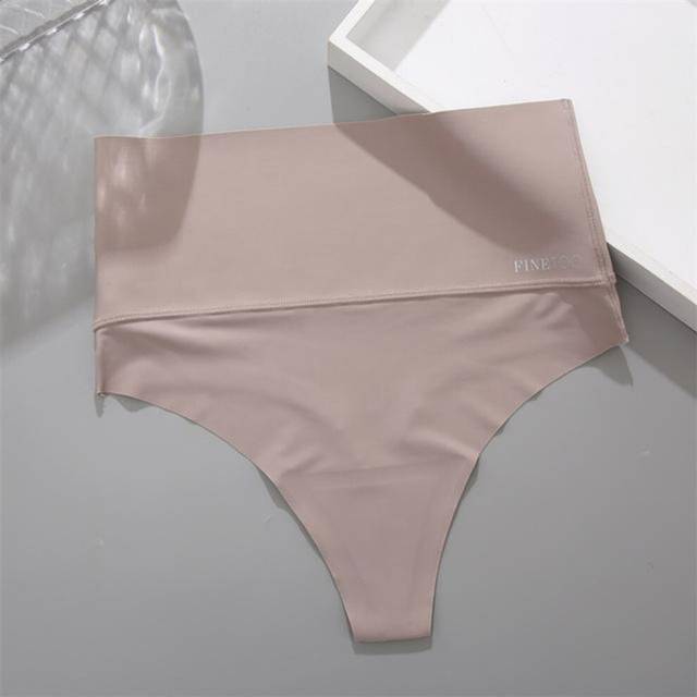 (khaki, L) Finetoo Women Seamless Thongs High Waist Bikini Underpants S-xl Ladies G-string Underwear Female Comfortable Thong Panties