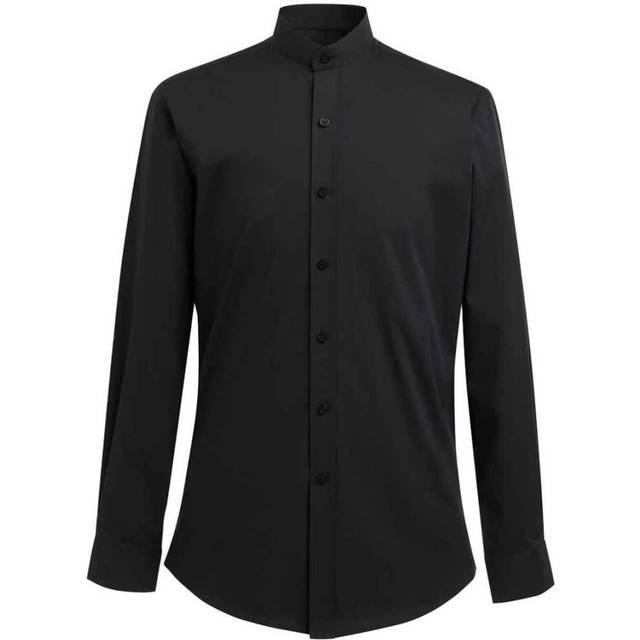 (18in, Black) Brook Taverner Mens Volterra Grandad Collar Formal Shirt