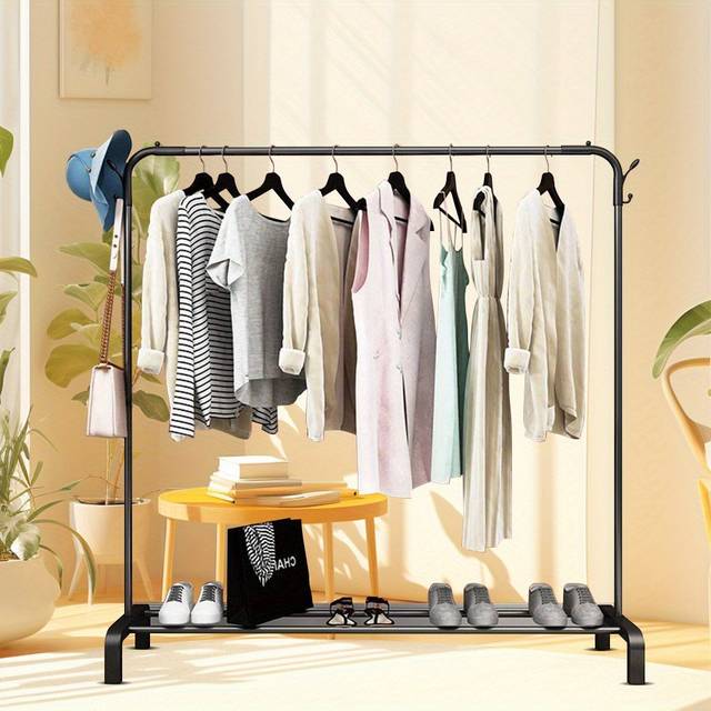 TEMU Heavy Duty Clothes Rail Rack Garment Hanging Display Stand Shoes Storage Shelves