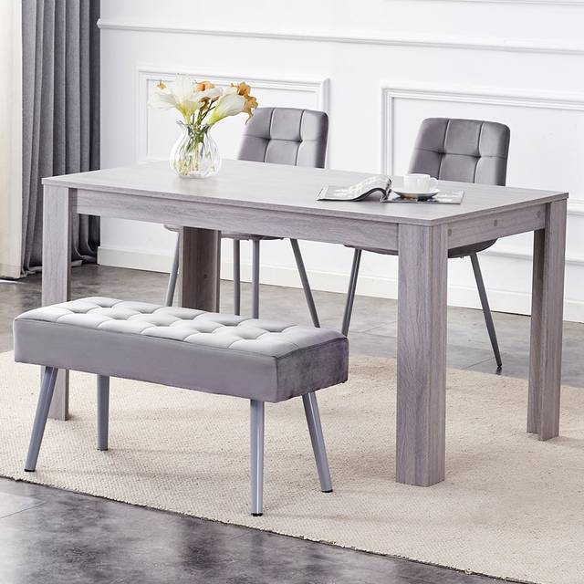 Kosy Koala 4 Seater Dining Set with Bench Grey Velvet - Multi