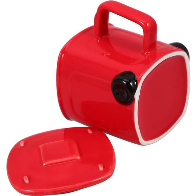 Unique Trash Can Shape Ceramic Mug Cool Novelty Cup for Coffee Tea Parties Red 1 Piece