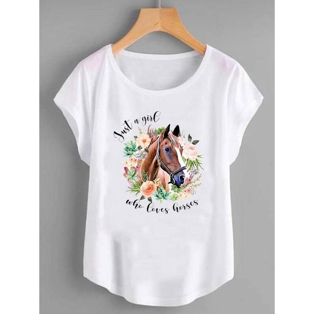 (FYA30201, XXXL) Fashion Shirt Female Flower 90s Cute Trend Graphic T Top Women Print Summer T-shirts Clothing Short Sleeve Cartoon Tee T-Shirt