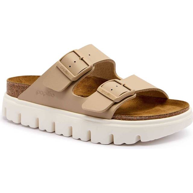 Women's Birkenstock Papillio Arizona Chunky Womens Birko-Flor Sandals - Sandcastle/White - Tan - Size: 4.5/C