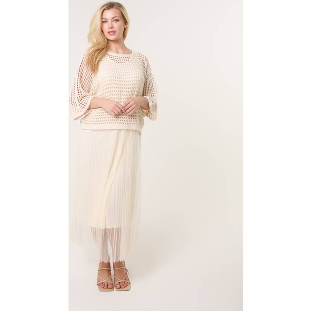 Crochet Top Pleat Dress - M/L / STONE