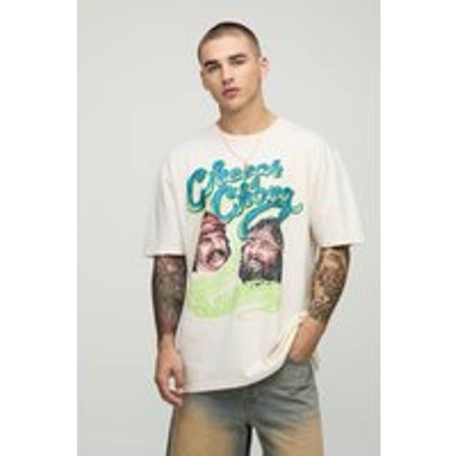 Ecru Oversized Cheech & Chong License T-Shirt - Cream - L