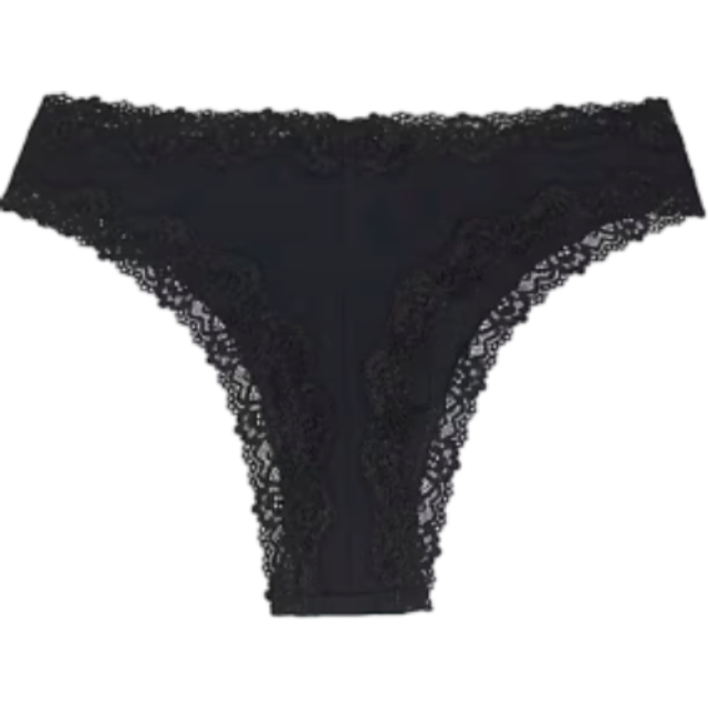 ASOS DESIGN - 3-pak sorte højtaljede malibu-g-strenge i bomuld med blondekant
