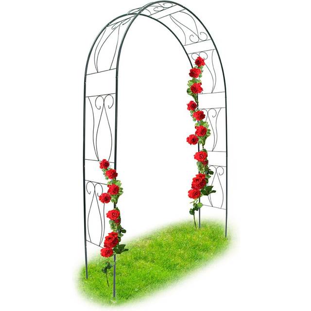Relaxdays Trellis Archway, Powder-Coated Steel Support Arch for Climbing Plants, 2.3 m Tall, Dark Green