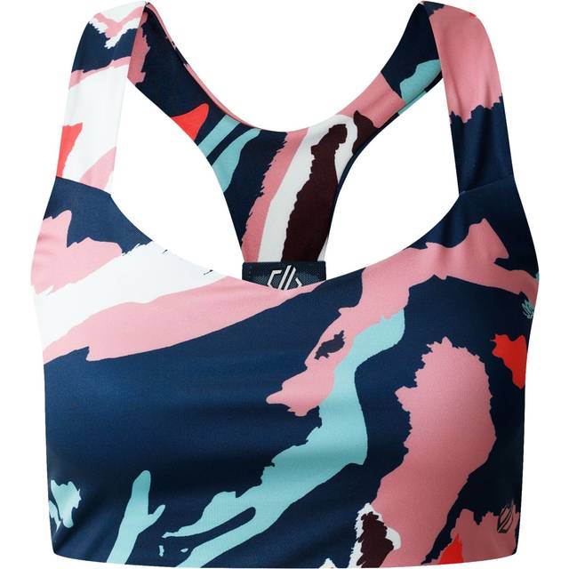 (S, Light Pink/White/Navy) Dare 2B Womens/Ladies Marble Swirl Sports Bra