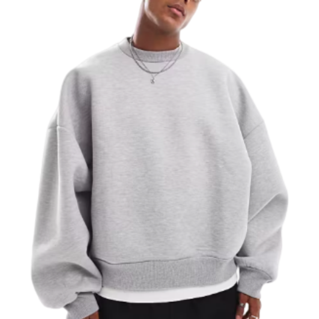 ASOS DESIGN – Gråmelerad, kraftig sweatshirt av scubatyg i extra oversize-Grå/a
