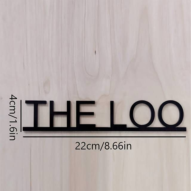 TEMU Modern Metal 'the Loo' Bathroom Door Sign - Stylish Black Wall Art Decor For Indoor Spaces, Perfect Gift For Homeowners, Valentine's Day & Holidays, Bathroom Decor