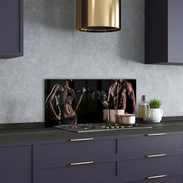 Splashback - Backsplash - Cooker Hob Wall Splashback - Kitchen Wall Panels - Heat Resistant - Toughened/Tempered Safety Real Glass - 100X50cm - Sport - Black (Kitchen)