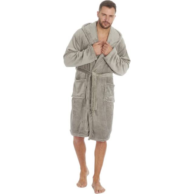 (Grey Hooded Plush, XXXX-Large) Mens Hooded Shawl Collar Dressing Gowns For Him Soft Robe With Pockets Warm Winter Big And Tall Plus Size M L Xl Xxl 3
