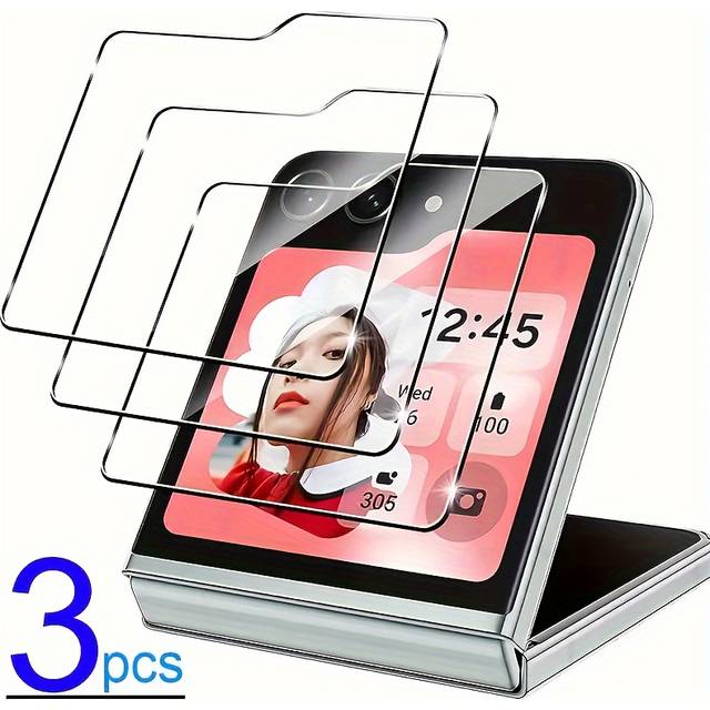 TEMU Pack Of 3 For Flip 6 5 Zflip6 Tempered Glass Film Hd Screen Protector 9h Hardness