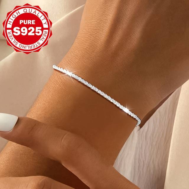 TEMU Elegant S925 Bracelet For Women - Sparkling, Low-sensitivity, Daily Wear & Gifting, Ideal For Halloween & All , Bracelet Accessories