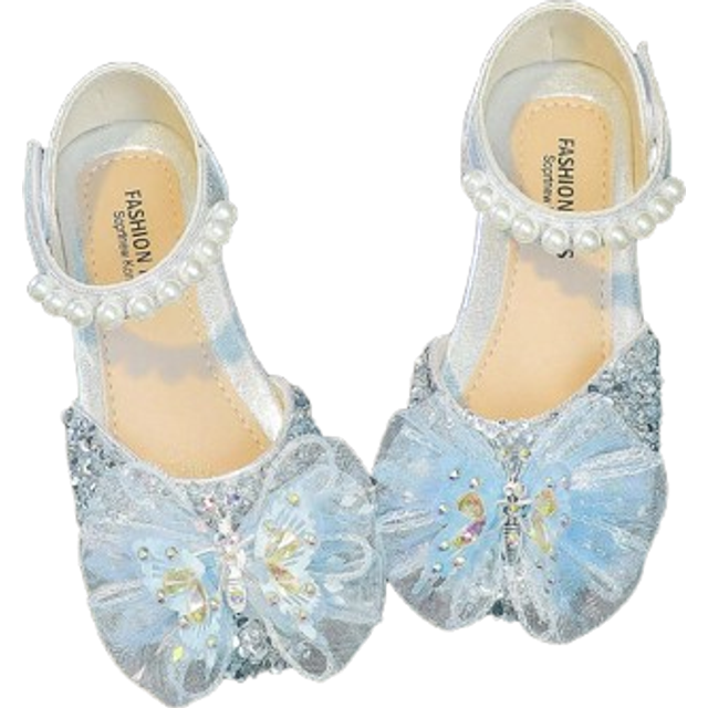 SHEIN Children&#39;s Flat Shoes, Girls&#39; Baby Princess Butterfly Shoes With Rhinestones