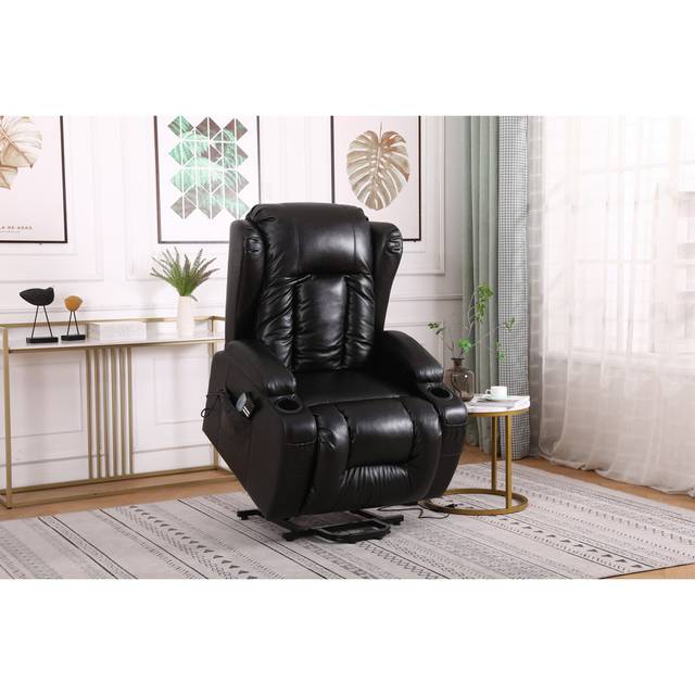 Convery Leather Match Manual Lift Assist Recliner with Massager (107cm H X 88cm W X 102.5cm D)