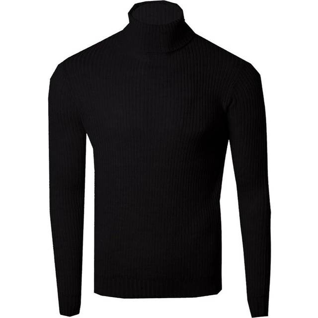 (Black (Soulstar), M) Mens Turtle Roll Neck Jumper Brave Soul Knitted Long Sleeve Pullover Sweater