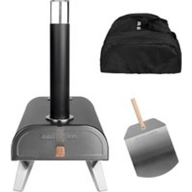 George Foreman GFWPPO1BPC 12'' Wood Pellet Pizza Oven with Paddle & Carry Bag in Black, Black