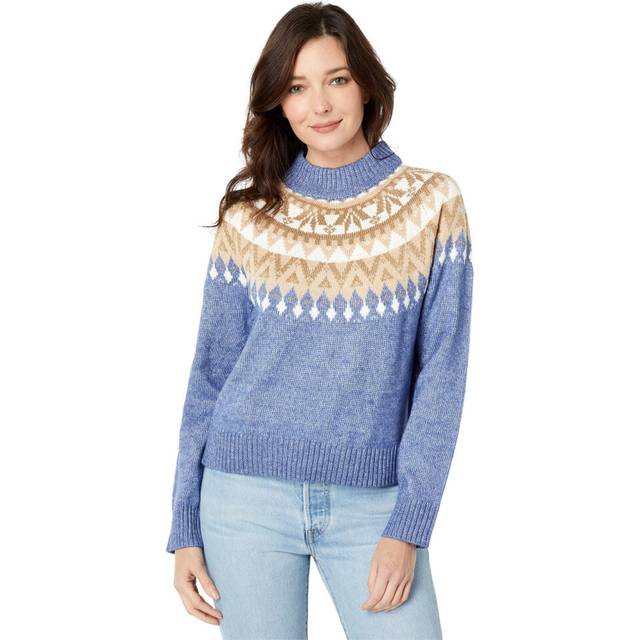 Tommy Hilfiger Womens Metallic Ribbed Trim Pullover Sweater Blue M