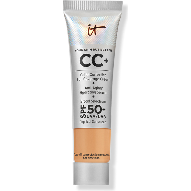IT Cosmetics Your Skin But Better CC+ Cream Travel Size  Tan Warm - Color Correcting Cream  Full-Coverage Foundation  Hydrating Serum & SPF 50+ Sunscr