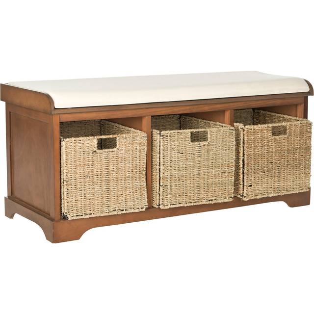 Loane Wicker Storage Bench - Brown (20cm H X 47cm W X 16cm D)