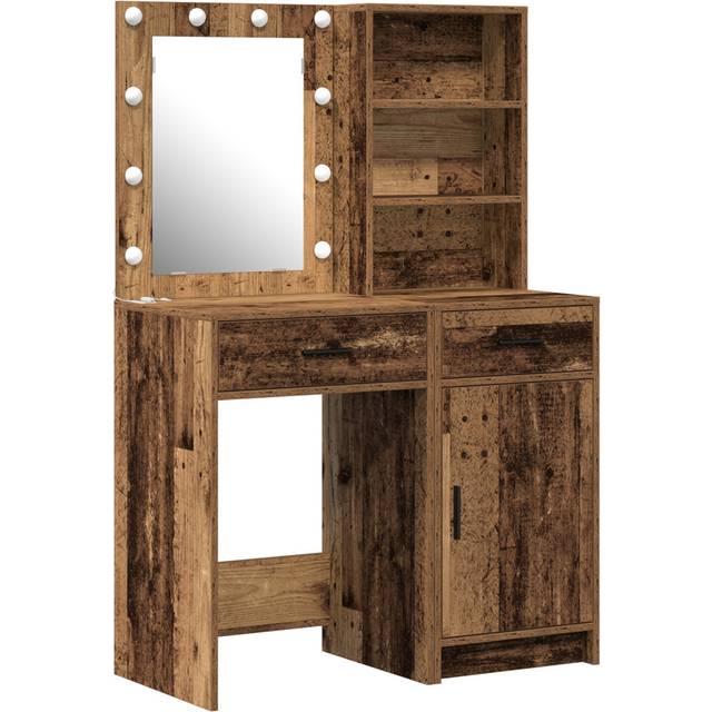 Set Of 2 Concrete Grey MDF With Concrete Effect Compact - Old Wood (135cm H X 50cm W X 41cm D)