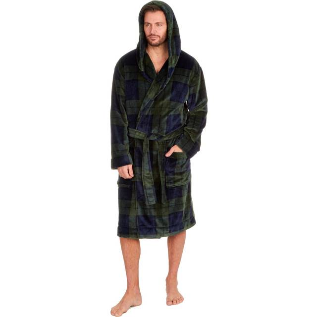 (Green, XXX-Large) Metzuyan Mens Hooded Dressing Gown Mens Hooded Fleece Robe Luxury Shimmering Plush Cosy Super Soft Regular And Plus Sizes M-5Xl