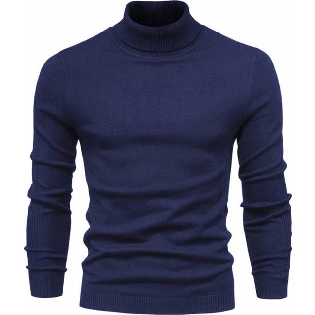 (navy blue, XL) Men's Turtleneck Jumpers Ribbed High Roll Neck Sweater Business Casual Slim Fit Winter Warm Pullover Sweater