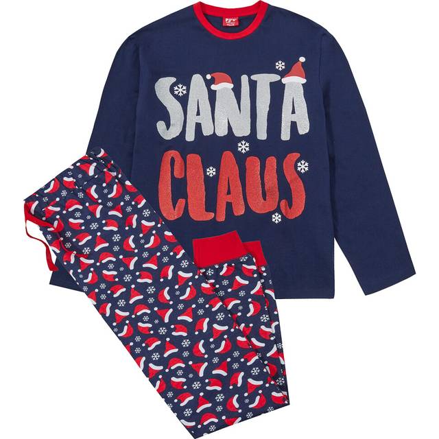 (Navy, S) Mens Christmas Xmas Pyjamas Pjs Pajamas Set Long Sleeved Funny Festive Warm Adult Top Bottoms Nightwear For Him Lounge Size S M L Xl