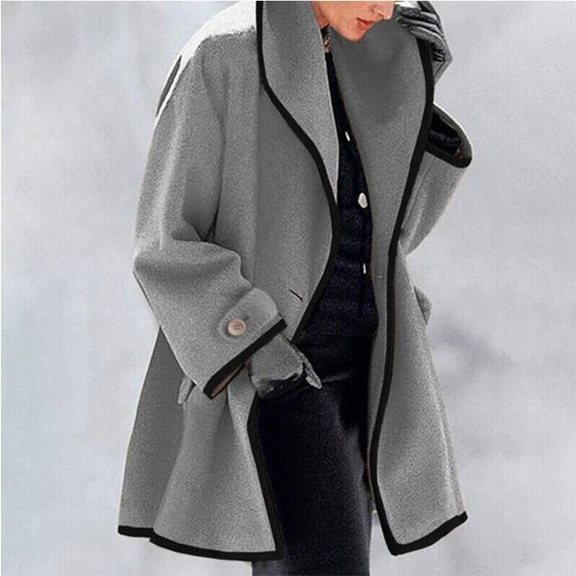 (Gray, 4XL=UK 22) Womens Baggy Hooded Trench Wool Coat Outwear Ladies Winter Warm Jacket Overcoat