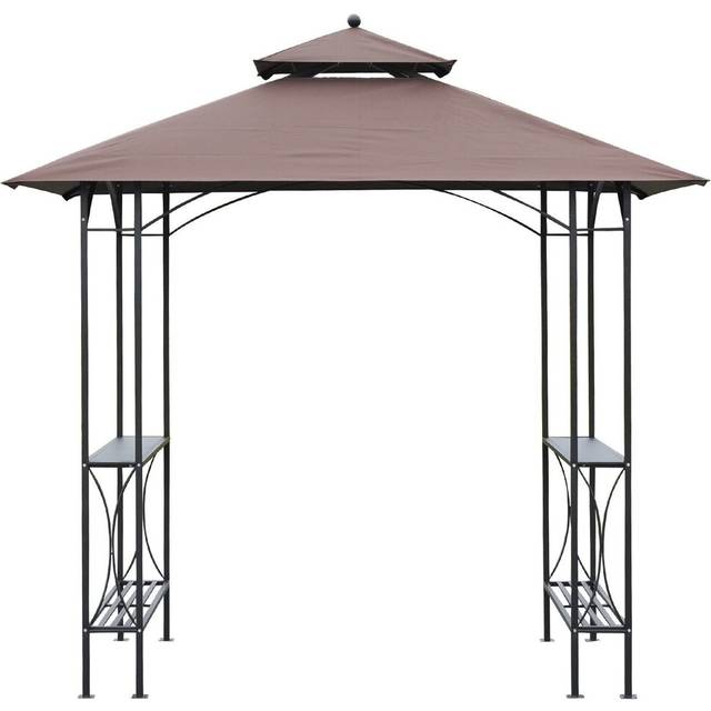 Waller 2.5m x 1.5m Metal BBQ Gazebo - Brown (243.84cm W X 149.86cm D X 255.02cm H)