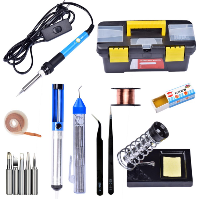 (US Plug) 110/220V 60W Adjustable Temperature Electric Welding Soldering Tools Kit with Switch