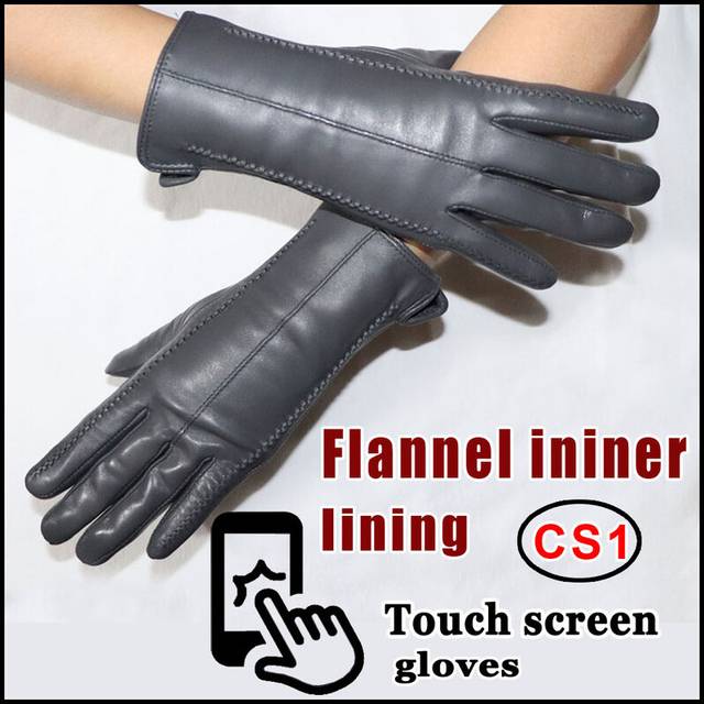 (8 1/2, CS1 Touch Screen) Women's sheepskin gloves winter warmth plus velvet short thin touch screen
