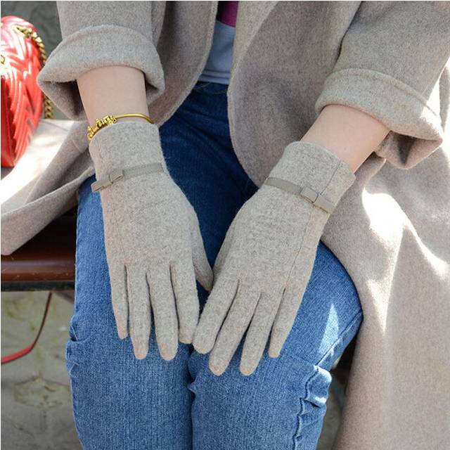 (One Size, C23 Khaki) Women touch Mitten Gloves Winter Women Warm Cashmere Full Finger Leather