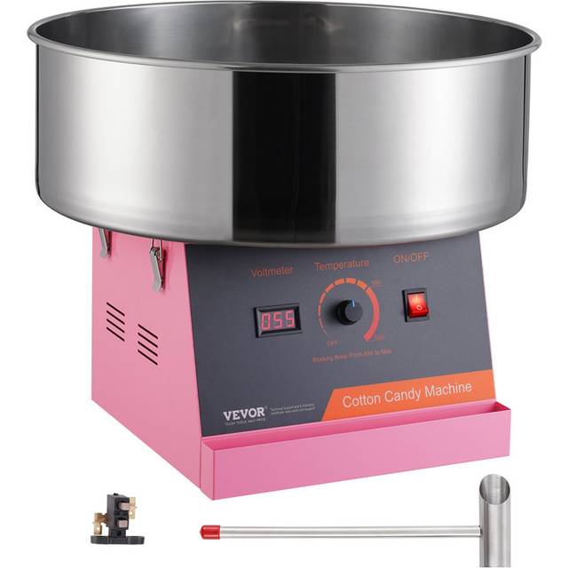 VEVOR Elektrische Zuckerwattemaschine, 1 kW Zuckerwatteger&#xE4;te, Kommerzielle Zuckerwattemaschine mit Edelstahlsch&#xFC;ssel & Zuckerl&#xF6;ffel, Perfekt f&#xFC;r Kindergeburtstage zu Hause, Familienfeiern (Rosa)