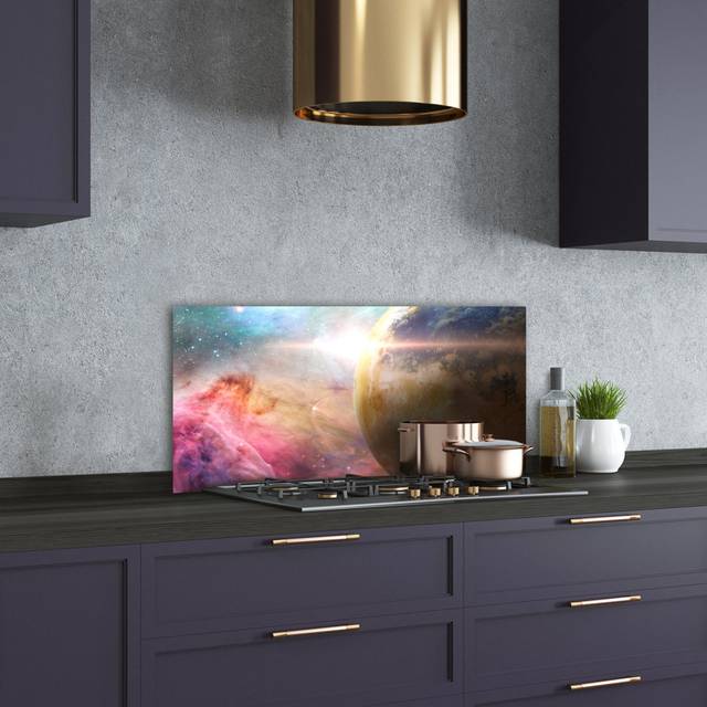 Splashback - Backsplash - Cooker Hob Wall Splashback - Kitchen Wall Panels - Heat Resistant - Toughened/Tempered Safety Real Glass - 100X50cm - Univer - Multicoloured (Kitchen)