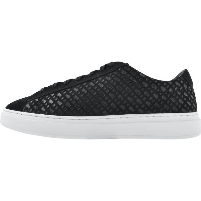 BOSS Kieran Tennis Leather Trainers - Black, Black, Size 9, Men