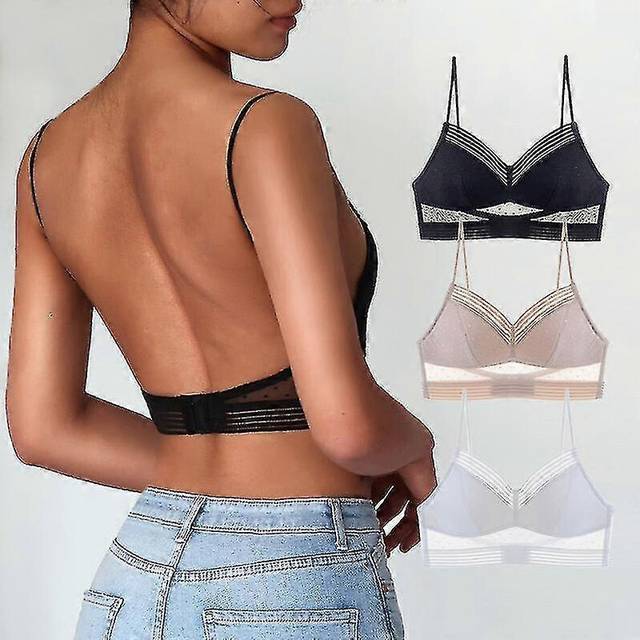 (S, Nude) 2025 Wholesale Low Back Lifting Bra Lace Bralette Bra Dot Mesh Ultra Thin Ladies Women Crop Top Bra